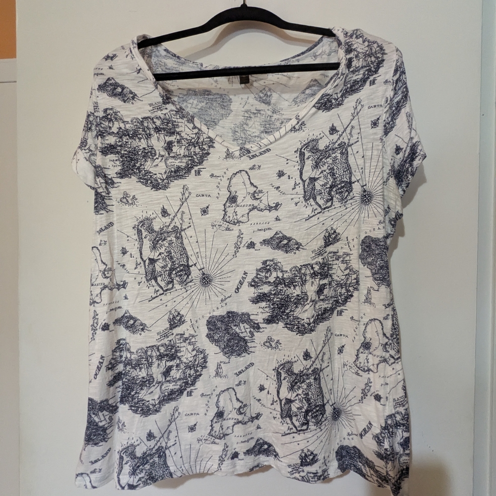 The Limited Blue and White Boxy Short Sleeve Tee